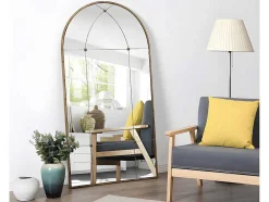 Vintage-Spiegel Van Metaal Palmyre - B80 X H150 Cm - Verouderd Goudkleurig