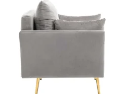 Vipi Fauteuil In Fluwelen Stof Met Opbergruimte En Kussen - Poten Van Goudkleurig Metaal - Grijs