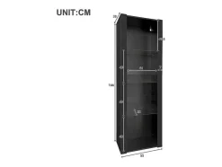Vitrine L 166Cm Met Led - 3 Glazen Planken - Zwart