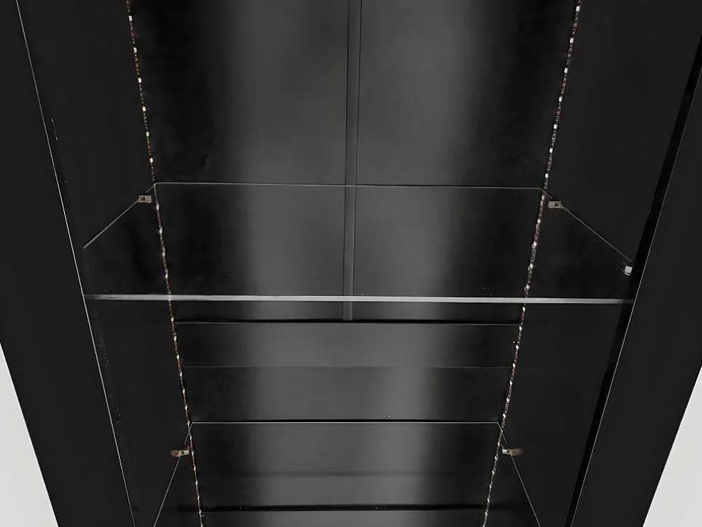 Vitrine L 166Cm Met Led - 3 Glazen Planken - Zwart