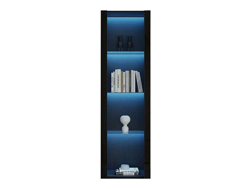 Vitrine L 166Cm Met Led - 3 Glazen Planken - Zwart