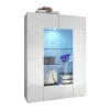 Vitrinekast Calisto - Met Led-Verlichting - Twee Deuren Van Glas - Wit Gelakt