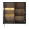 Vitrinekast Met 2 Deurtjes Met Ledverlichting Van Mdf En Gerookt Glas - Zwart En Naturel - Ovila