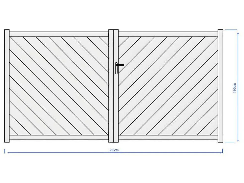 Vleugelpoort - Vol Aluminium - L350 X H180 Cm - Antraciet - Zerano