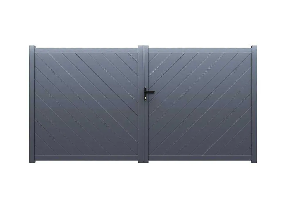 Vleugelpoort - Vol Aluminium - L350 X H160 Cm - Antraciet - Zerano