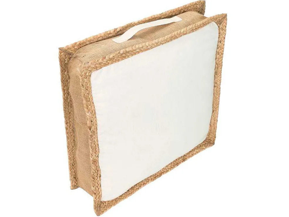 Vloerkussen Van Katoen En Jute - 45 X 45 Cm - Wit En Naturel - Peruvia