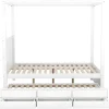 Volwassen Bed 140X200Cm - Hemelbed Met Onderschuifbed En 3 Lades - Wit