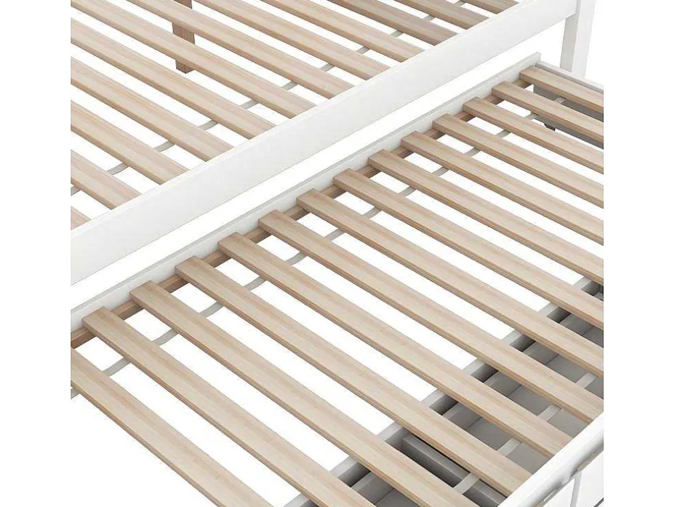 Volwassen Bed 140X200Cm - Hemelbed Met Onderschuifbed En 3 Lades - Wit