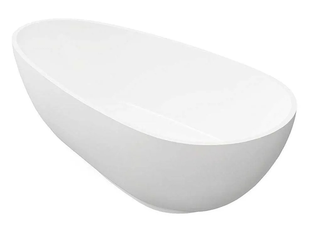 Vrijstaande Assymetrische Badkuip In Solid Surface - 268L - 172 X 83 X 53 Cm - Wit - Fenice