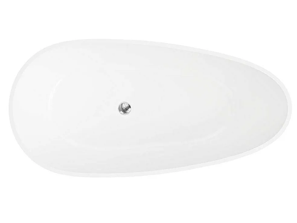Vrijstaande Assymetrische Badkuip In Solid Surface - 268L - 172 X 83 X 53 Cm - Wit - Fenice