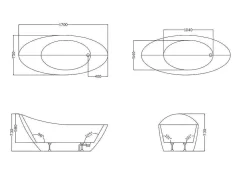 Vrijstaande Badkuip Natalia - Eenpersoons - 282L - 170X75X73Cm - Zwart