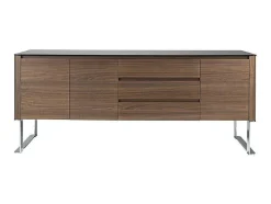 Walnoot Dressoir Met Zwart Glazen Blad 3060 Angel Cerda