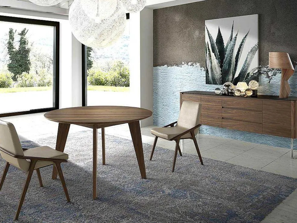 Walnoot Dressoir Met Zwart Glazen Blad 3060 Angel Cerda