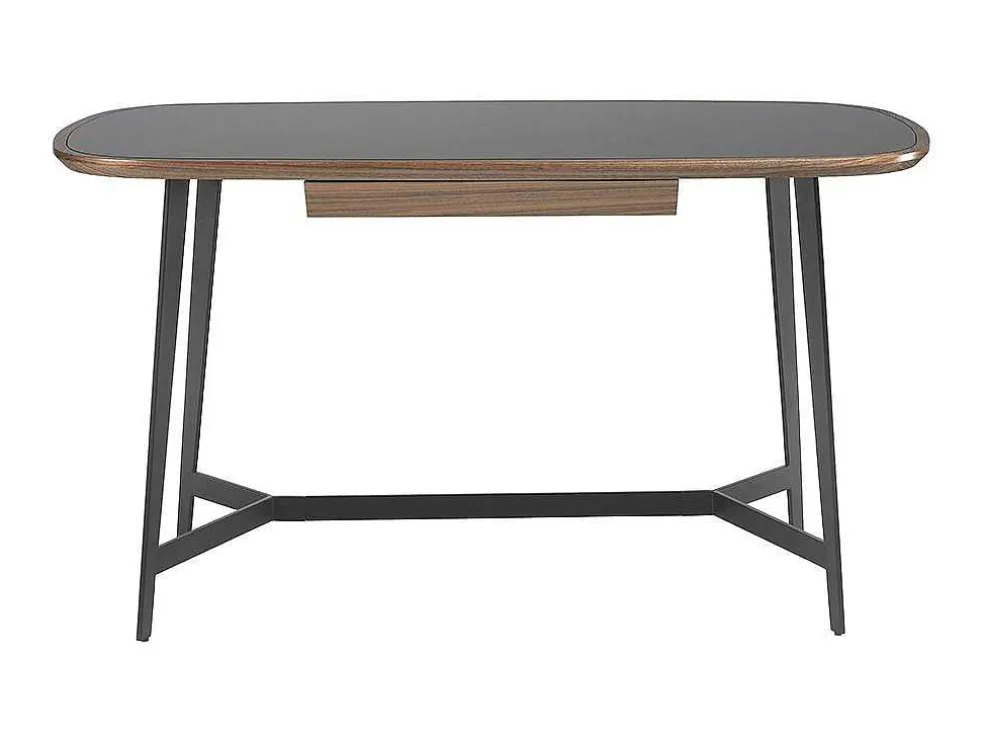 Walnoot En Zwart Getint Glazen Bureau 3137 Angel Cerda