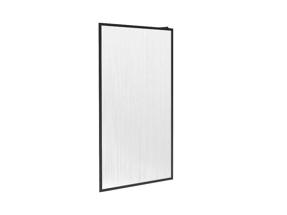 Wand Voor Inloopdouche Met Structuurglas - 120 X 200 Cm, Mat Zwart - Virana