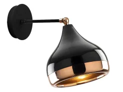 Wandlamp Van Metaal Met Verstelbare Kap Yildo - D17 X H28 Cm - Zwart En Koperkleurig