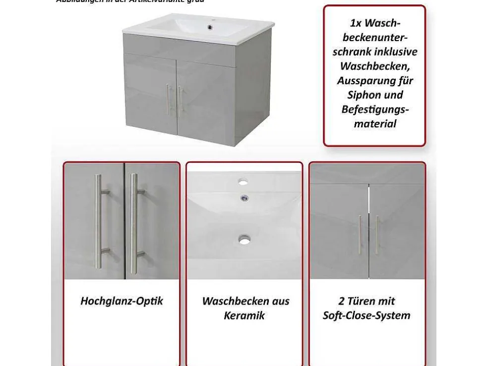 Wastafel + Wastafelmeubel Mcw-D16, Wit