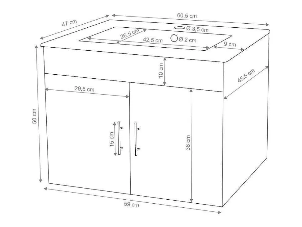 Wastafel + Wastafelmeubel Mcw-D16, Wit