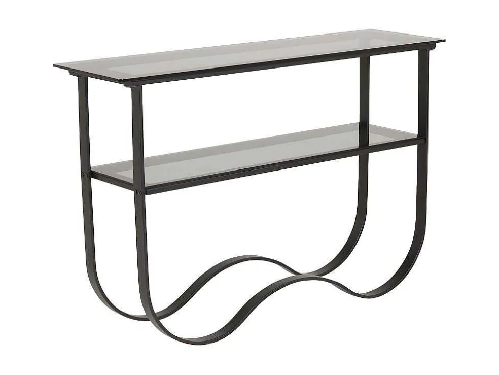 Wavy Sidetable Met Plank 34X117 Cm Zwart.