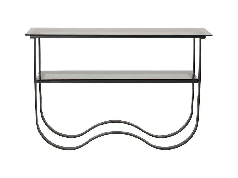 Wavy Sidetable Met Plank 34X117 Cm Zwart.