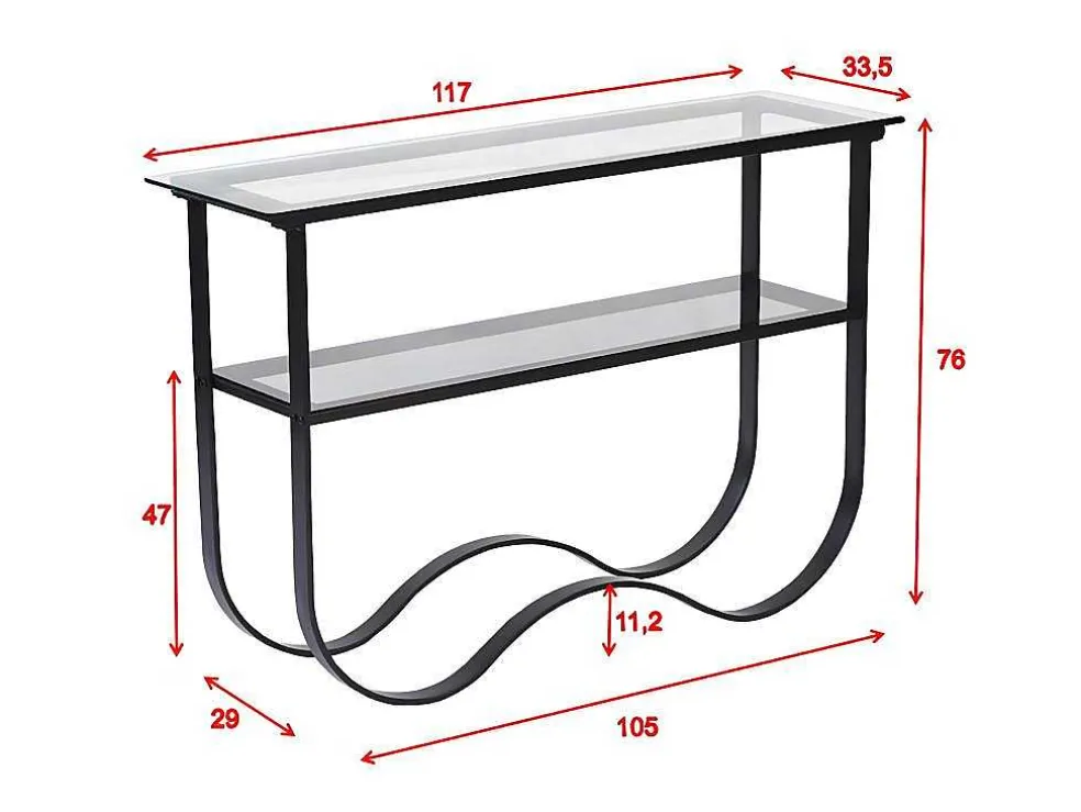 Wavy Sidetable Met Plank 34X117 Cm Zwart.