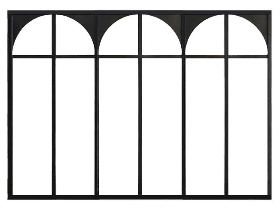 Werkplaatsraam Art Deco Van Gepoedercoat Aluminium 180 X 130 Cm - Zwart - Arcadea