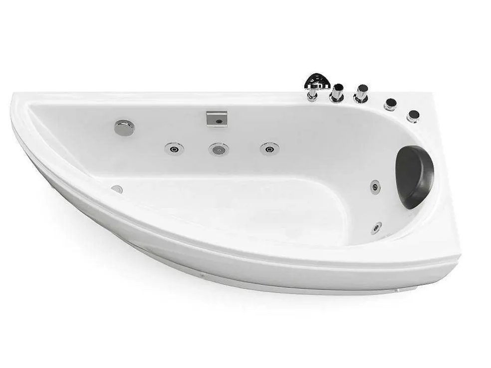 Wit Asymmetrisch Bubbelbad - 1 Plaats - 160 X 75 Cm - Hoek Rechts - Tabana