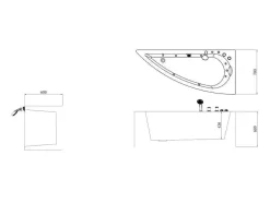 Wit Asymmetrisch Bubbelbad - 1 Plaats - 160 X 75 Cm - Hoek Rechts - Tabana