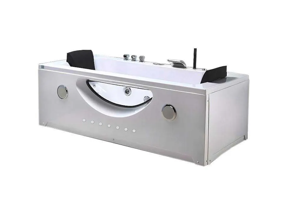 Wit Hydromassagebad Chromotherapie 180 X 90 Cm 16 Jets Eden