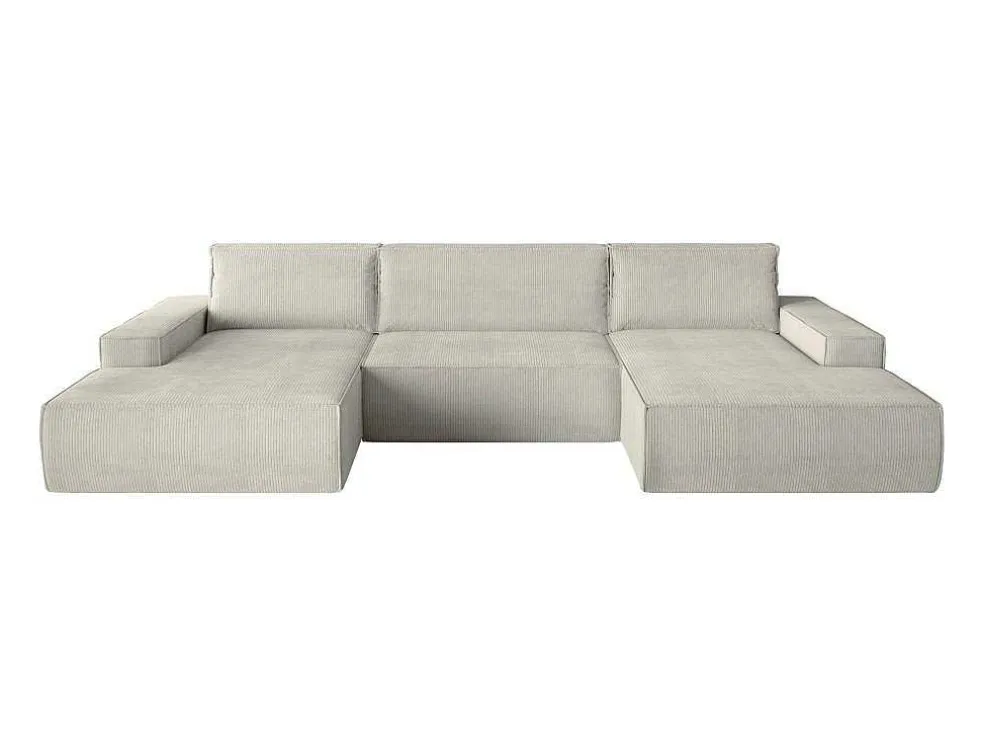 Xxl Hoekslaapbank Van Beige Ribfluweel Amelia