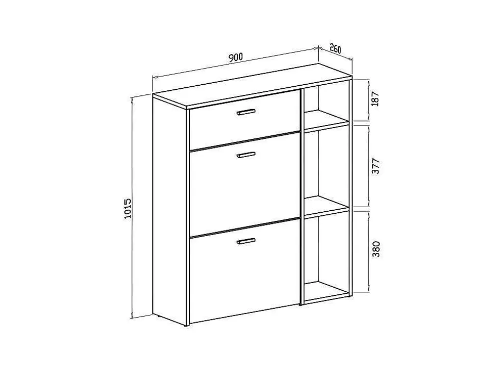 Zapatero Furniture, Windmodel, 90X26X101.5Cm, Tegroep Hall En Hall, Grijs En Eiken, Moderne Stijl