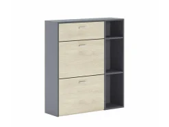Zapatero Furniture, Windmodel, 90X26X101.5Cm, Tegroep Hall En Hall, Grijs En Eiken, Moderne Stijl