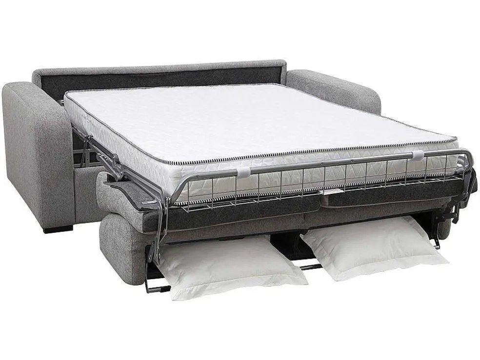 3-Zits Express Slaapbank Van Grijze Stof - Matras 18 Cm - Bevis
