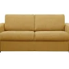 3-Zits Express Slaapbank Van Mosterdgele Stof - Matras 14 Cm - Bevis