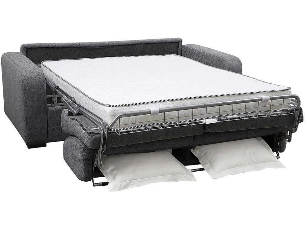 3-Zits Express Slaapbank Van Antraciete Stof - Matras 14 Cm - Bevis