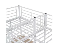 2-Zits Tussenbed - 2 X 90 X 200 Cm - Met Hoekbureau En Ladders - Metaal - Wit