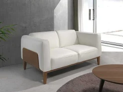 2-Zitsbank Bekleed In Wit Leder 6118 Angel Cerda