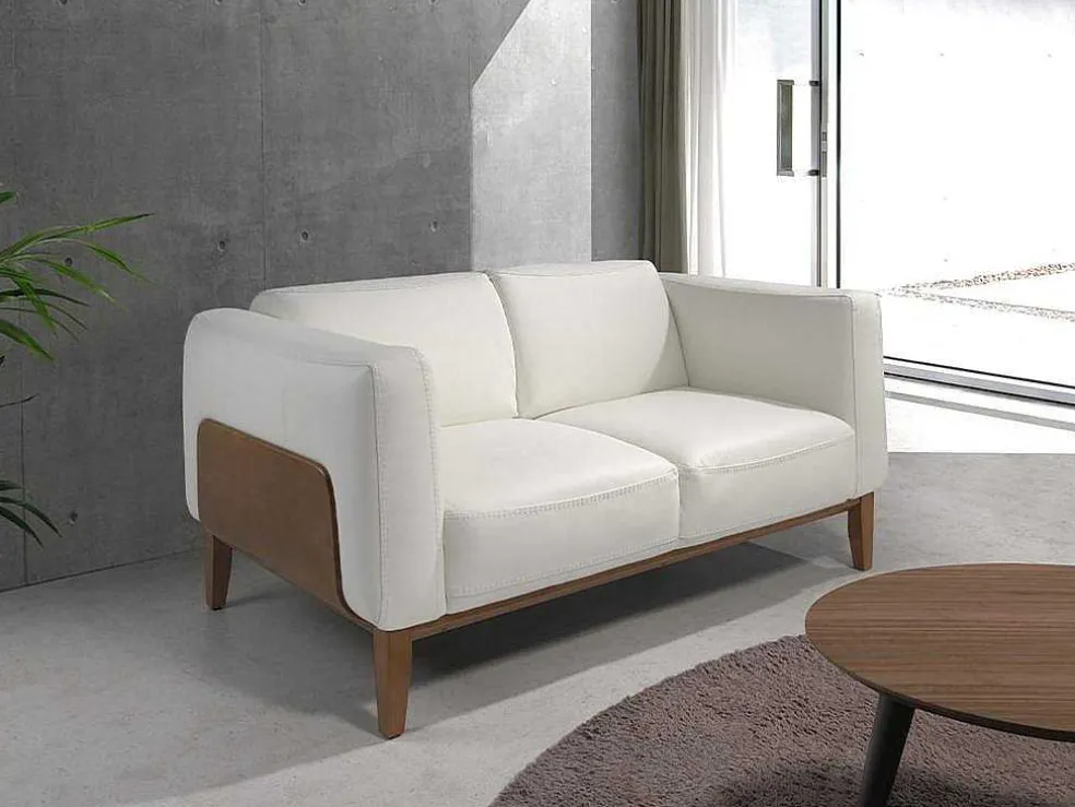 2-Zitsbank Bekleed In Wit Leder 6118 Angel Cerda