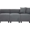 3-Zitsbank In Chenille-Stof Met 2 Kussens - Slaaphoogte 211 Cm - Grijs