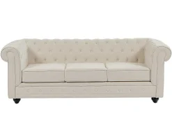 3-Zitsbank Van Beige Stof Chesterfield
