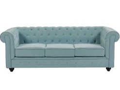 3-Zitsbank Van Lichtblauwe Stof Chesterfield