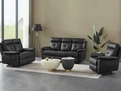 2-Zits-Relaxbank Van Zwart Leer Vineta