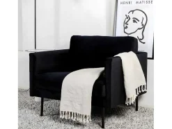 Zoom Fauteuil Velours Zwart.