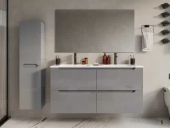 Zwevend Wastafelmeubel Met Dubbel Inbouwbekken - Grijs - 120 Cm - Selita