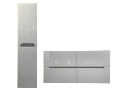 Zwevend Wastafelmeubel Met Dubbel Inbouwbekken En Kast - Grijs - 120 Cm - Selita