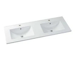 Zwevend Wastafelmeubel Met Dubbel Inbouwbekken En Kast - Grijs - 120 Cm - Selita