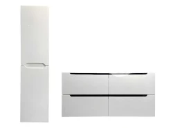 Zwevend Wastafelmeubel Met Dubbel Inbouwbekken En Kast - Wit - 120 Cm - Selita