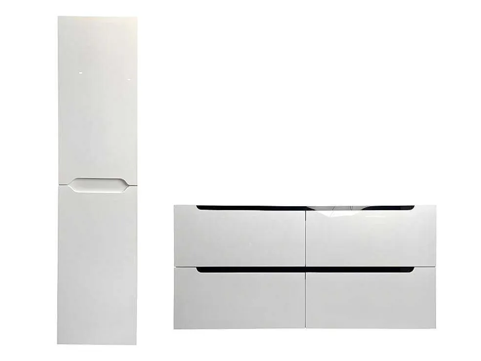 Zwevend Wastafelmeubel Met Dubbel Inbouwbekken En Kast - Wit - 120 Cm - Selita