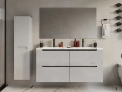 Zwevend Wastafelmeubel Met Dubbel Inbouwbekken - Wit - 120 Cm - Selita