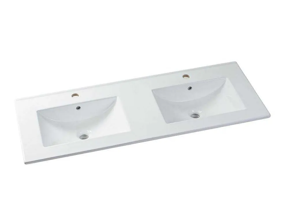 Zwevend Wastafelmeubel Met Dubbel Inbouwbekken - Wit - 120 Cm - Selita